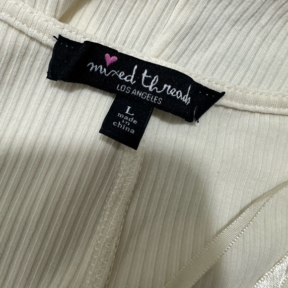 NWT MIXED THREADS Sz L Women’s Sexy Scoop Neck Long Sleeve bodysuit Beige Ribbed - Picture 5 of 8